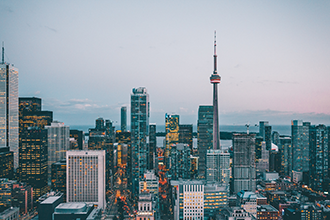 Toronto skyline at nighttime