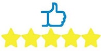 Illustration of thumbs up and five star review