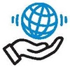 Illustration of human hand holding the globe