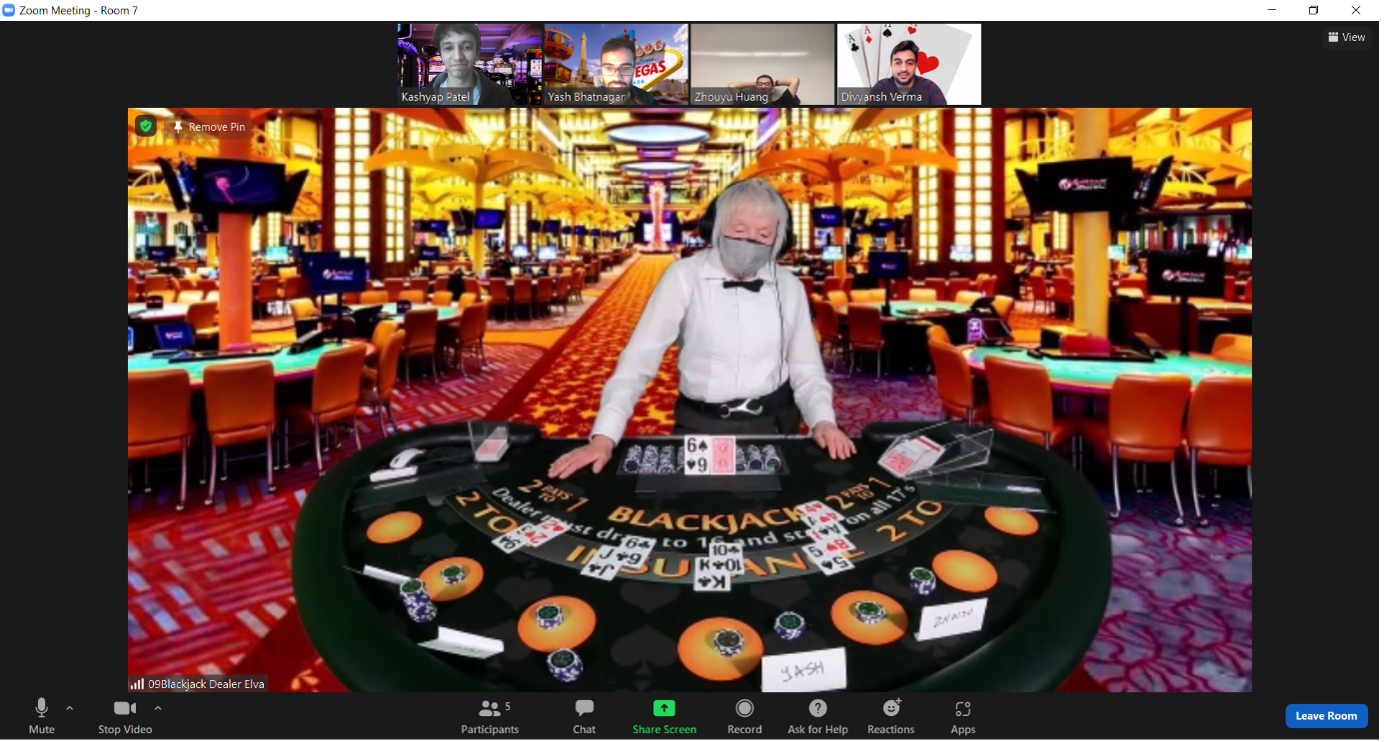 Image of virtual casino session with program participants.