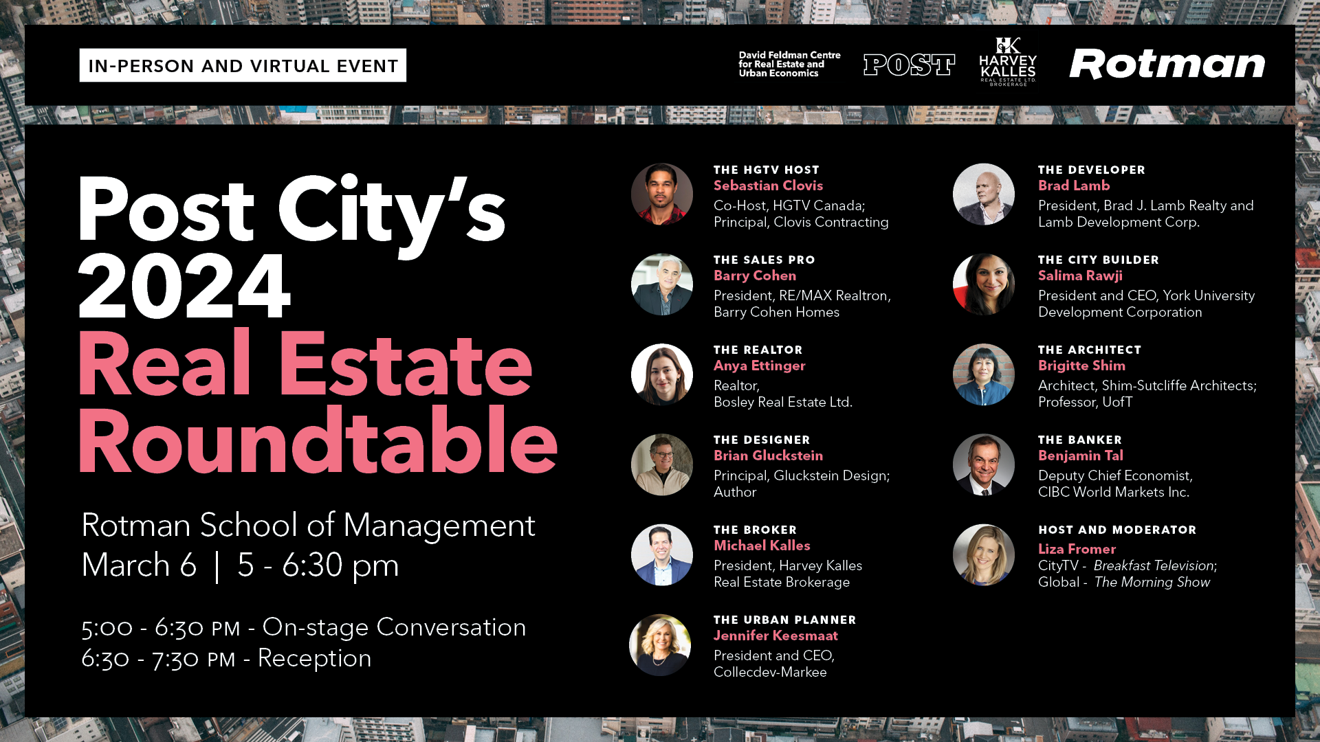 Post City's 2024 Real Estate Roundtable | in-person and virtual event | March 6, 2024  |  5-6:30 pm EDT